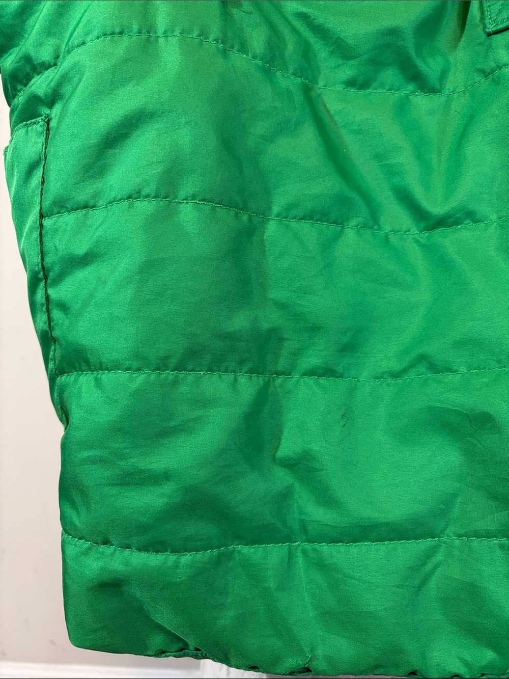 Kelly Green Quilted Nylon Reusable Grocery Shopping Market Tote Printed Lining - Picture 6 of 6